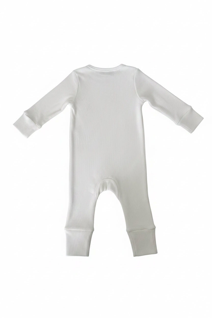 ribbed frill onesie | white