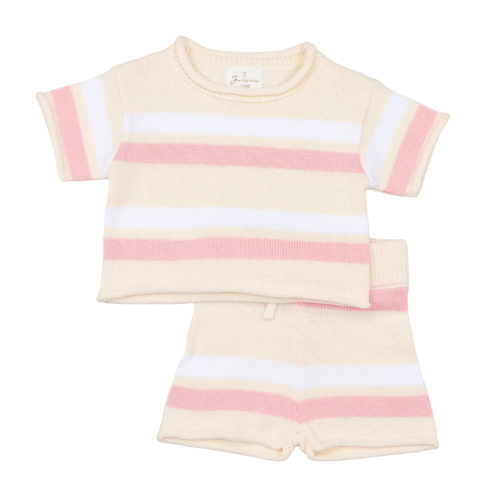 stripe knit set | baby pink
