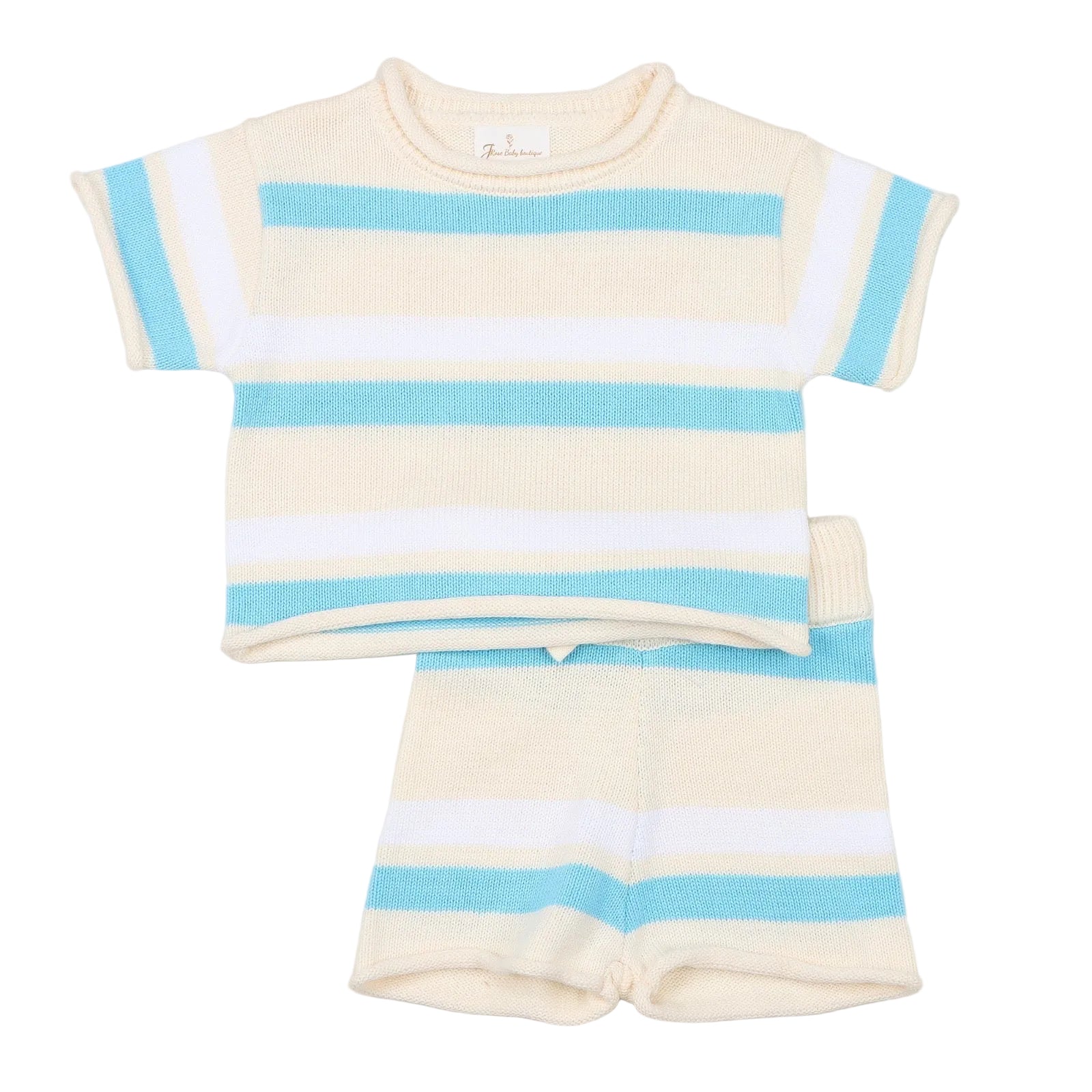 striped knit set | baby blue