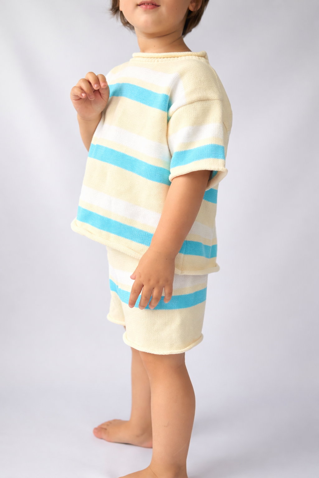 striped knit set | baby blue