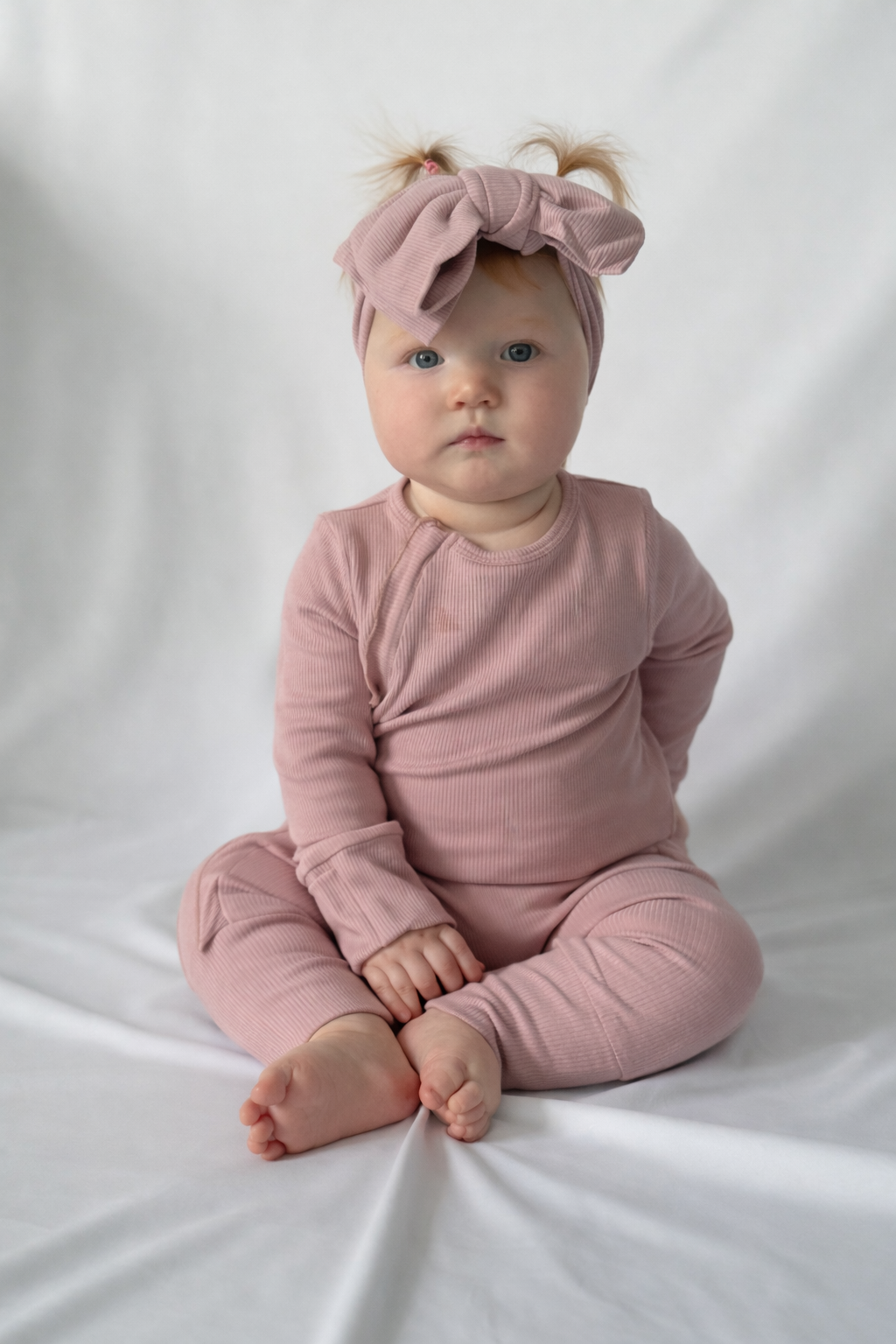 ribbed frill onesie | dusty pink